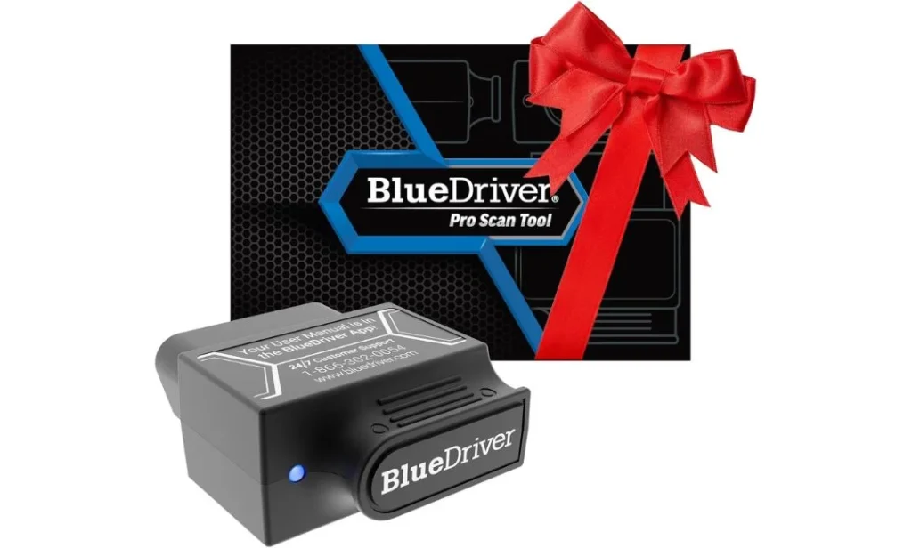 BlueDriver Bluetooth Pro OBD2 scanner showing mobile diagnostics and repair guidance.