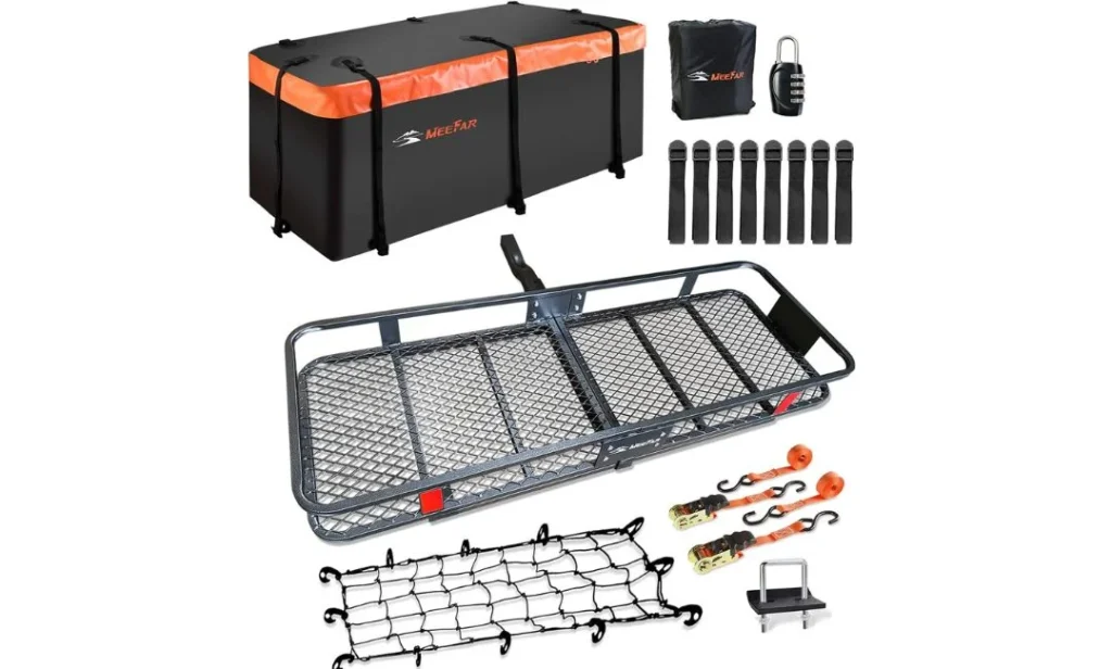 MeeFar Folding Hitch Mount Cargo Carrier – Best Hitch Cargo Carriers for stable and secure travel storage