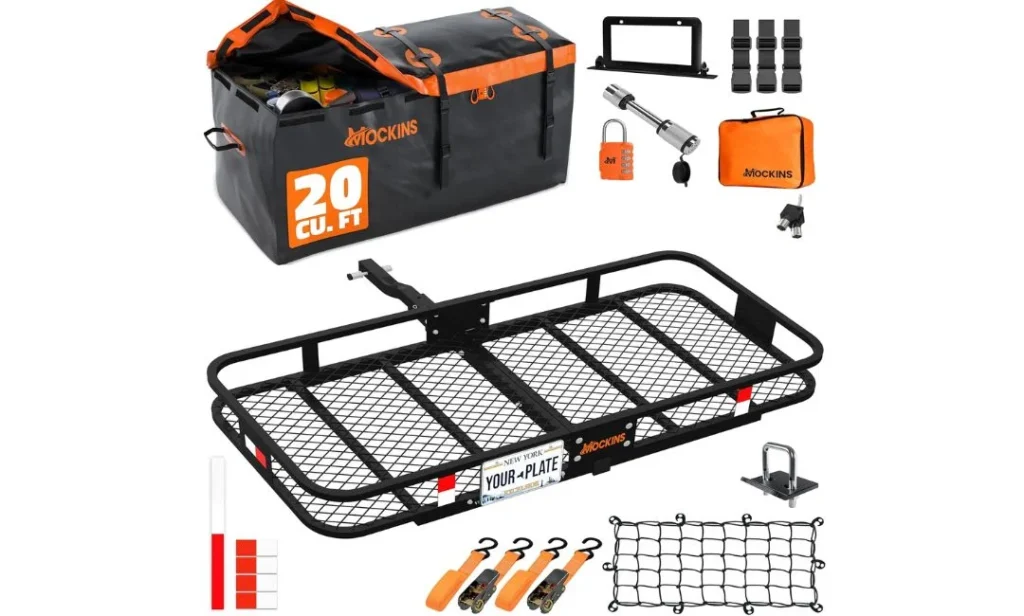 Mockins Folding Trailer Hitch Carrier – Best Hitch Cargo Carriers for RVs and long‑distance travel